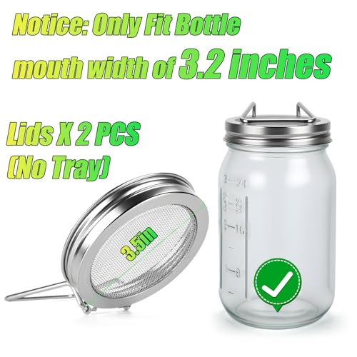 NAHSHON 86mm Stainless Steel Sprouting Lid for Wide Mouth Mason Jars - 2 Pack