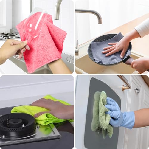 BeiLan Microfiber Cleaning Cloths, 12"x12" Assorted Towels - 24 Pack