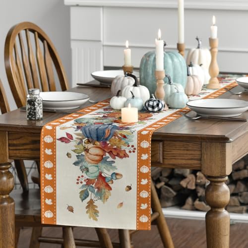 Artoid Mode 13x60 Inch Fall Table Runner Orange Polyester Home Decor