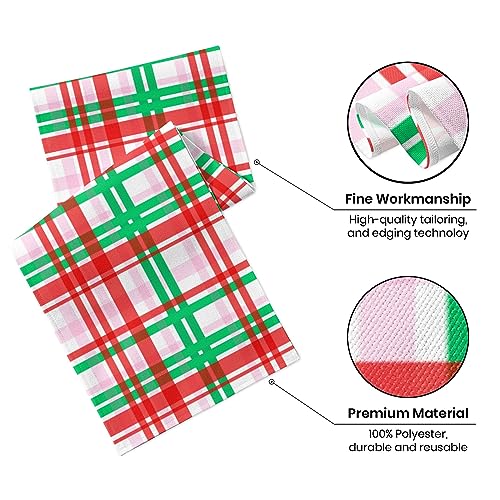 FJPT Christmas Table Runner Red Green Buffalo Check Plaid 13 x 72 Inch Holiday Decor