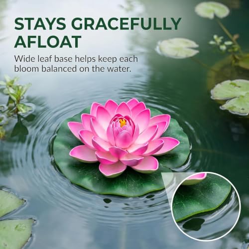 4 Pcs Realistic Foam Water Lily Flowers for Pond & Garden Decor