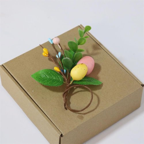 Easter Eggs Napkin Rings Set of 6, Rattan Napkin Ring, Handmade Pastel Eggs Napkin Ring Holders, Farmhouse Napkin Rings for Easter Decor Dinner Weddings Parties (Eggs-6pc)