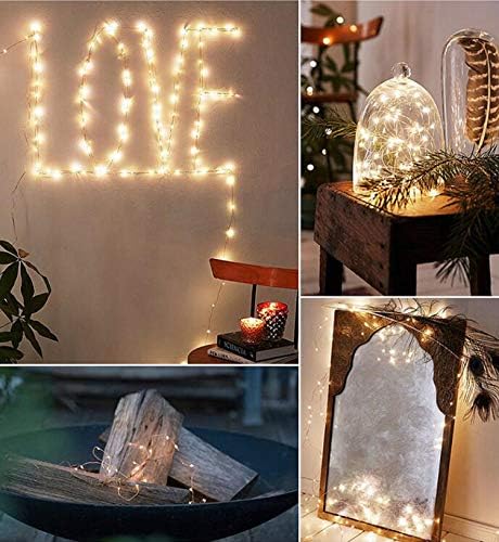 TenSteed Fairy String Lights - 6 Pack LED Firefly Lights, 7.2ft Warm White Silvery Copper Wire for Christmas & Weddings