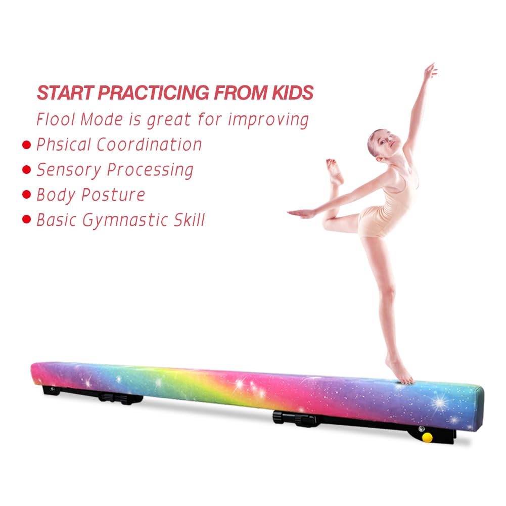 86 York 6ft/8ft Gymnastics Balance Beam, High and Low Floor Beam Gymnastics Equipment for Kids/Adults,Gymnastics Beam for Training (Rainbow, 6FT)