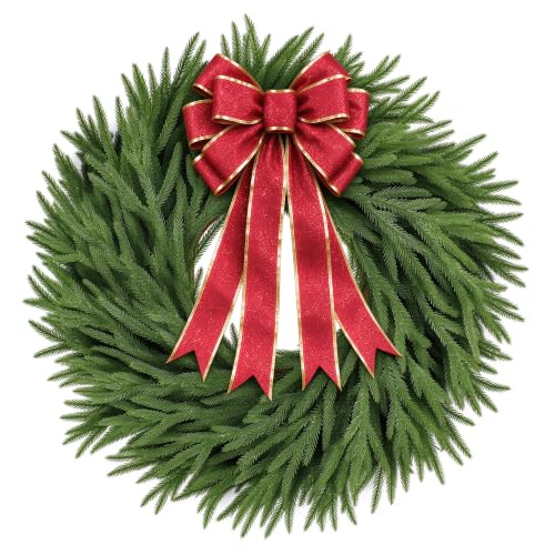 28-Inch Lighted Christmas Wreath with Detachable Bow - Pinkpum Green Variation