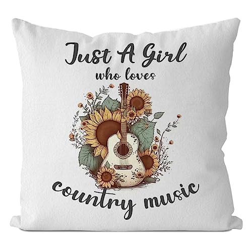 Just a Girl Who Loves Country Music 18x18 Flannel Throw Pillow Cover