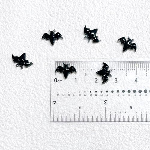 Black Halloween Bat Nail Charms 3D Resin Rhinestones 200pcs