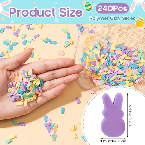 BkeeCten 240 Pcs Easter Bunny Polymer Clay Charms Pastel Macaron Colors