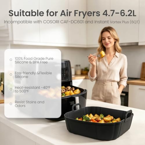 Redfly Silicone Air Fryer Liners - 2 Pack Reusable 8.5in