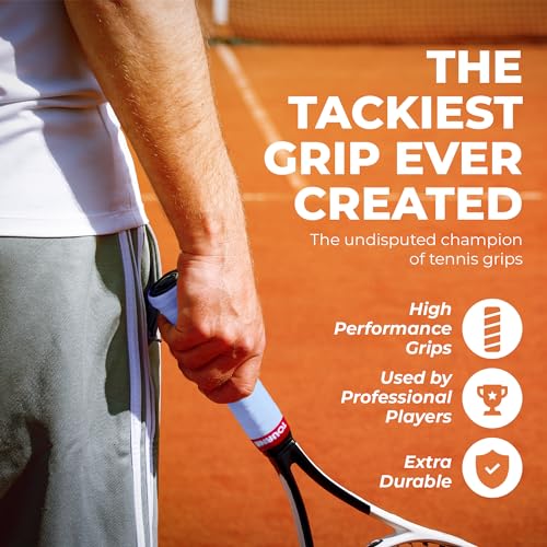 Tourna Mega Tac Extra Tacky Tennis Overgrip Blue 3-Pack – Long-Lasting, High-Tack Tennis Grip