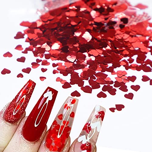 Valentine's Day Nail Art Glitters 6 Grids Holographic Heart Sequins