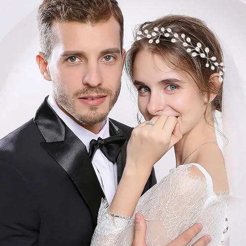 Pearl Bridal Headband Floral Wedding Hair Piece for Brides and Bridesmaids