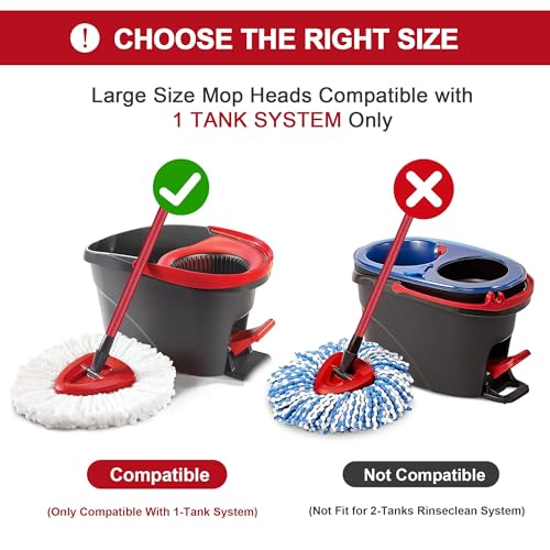 Tidy Monster Microfiber Mop Head Replacements for O-Cedar Spin Mop, 4 Pack