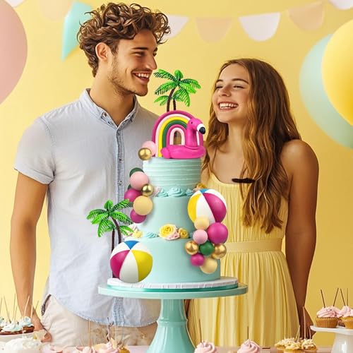 23-Piece Hawaiian Beach Cake Topper Set for Tropical Summer Parties