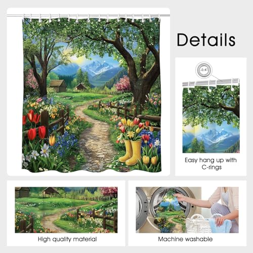 Mocsicka Floral Shower Curtain - Nature Design, 71x71 inch
