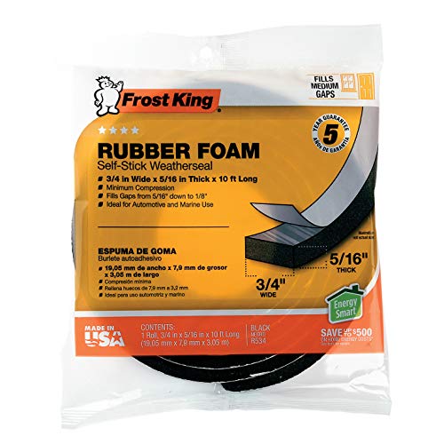 Frost King R534H Sponge Rubber Foam Tape 3/4 W x 5/16 T - Black, 10 ft