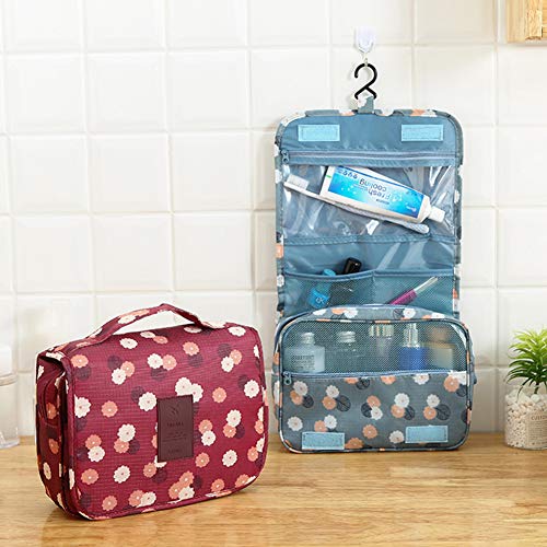 Sechunk Waterproof Hanging Toiletry Bag & Travel Makeup Organizer - Pink Smile