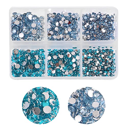 3000pcs Flatback Rhinestones Light Blue & Sapphire Resin Gems for Crafts