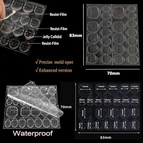 MOLILON 480pcs Nail Adhesive Tabs Transparent Jelly Glue for Press on Nails