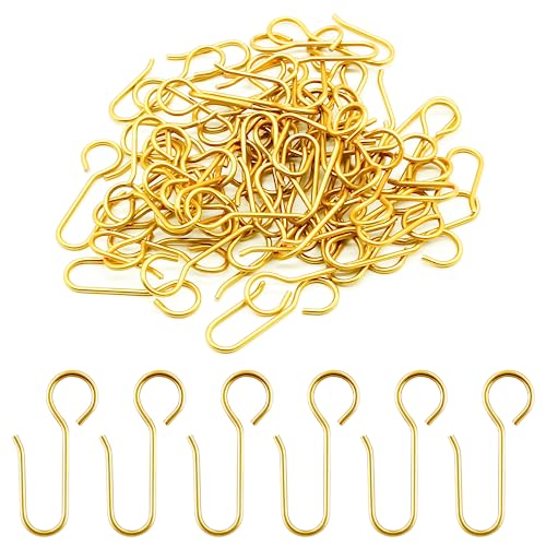 Hordion 60pcs Gold Metal Curtain Track Hooks - S-Shaped Shower Hooks