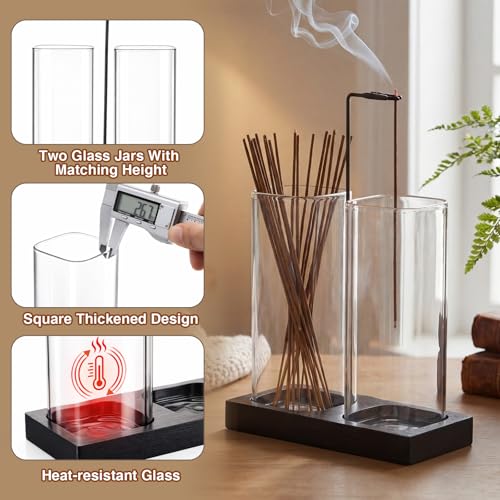 Zhehao 2-in-1 Incense Holder Set with Glass Ash Catcher