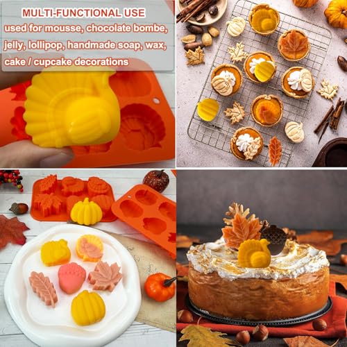 Thanksgiving Silicone Mold Set - 2 Piece Pumpkin & Leaf Molds