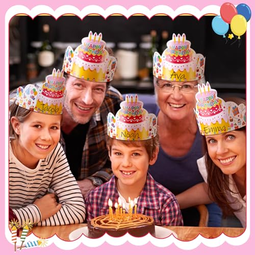 Outus Vivid Style 42 Pcs Kids Birthday Crowns with Elastic Band - Party Supplies