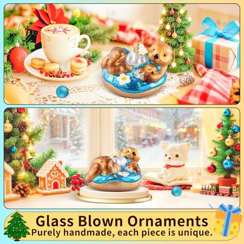 Glass Sea Otter Christmas Ornament - Hand-Painted Holiday Tree Decoration