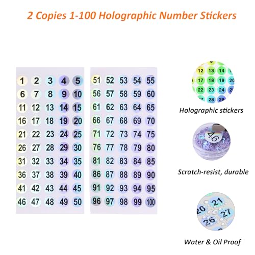 UPZIGS Nail Swatch Sticks with Ring and Number Stickers - 100 Pcs Transparent Fan Practice Tips
