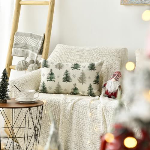 20x12 Inch Christmas Snowflake Throw Pillow Cover - Merry Holiday Cushion Case for Sofa & Couch