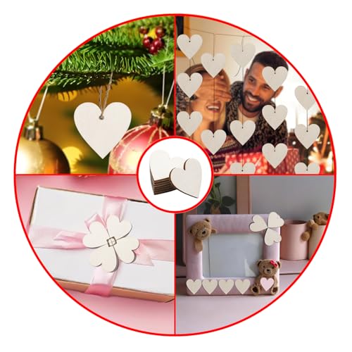 100 Pack Unfinished Wooden Heart Cutouts for Crafts - 2cm