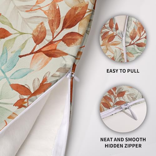 Burnt Orange Fall Pillow Covers 18x18 - Set of 2 Autumn Leaves