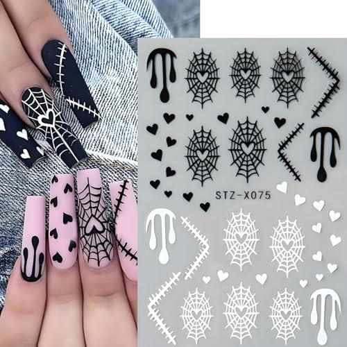 Halloween Nail Art Stickers 3D Self-Adhesive Ghost Spider Decals 6Pcs