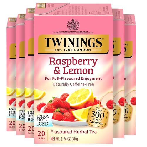 Twinings Raspberry & Lemon Herbal Tea Bags, 20 Count (Pack of 6)