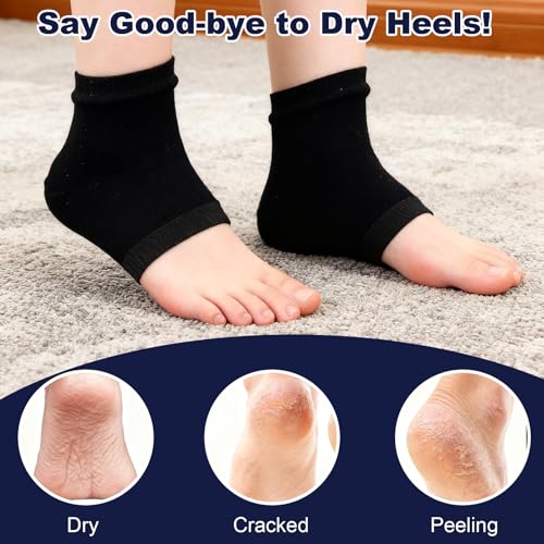 Moisturizing Heel Socks 3 Pairs - Toeless Gel Socks for Dry Cracked Feet & Spa Care