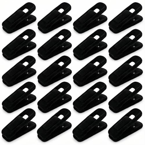 C CRYSTAL LEMON Velvet Hanger Clips - 20 Pack, Black Non-Slip Clips