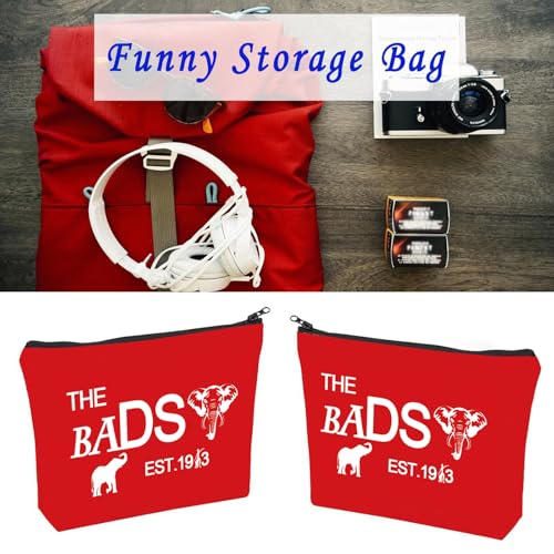 LEVLO Sisters Sorority Makeup Bag Red Zipper Cosmetic Pouch