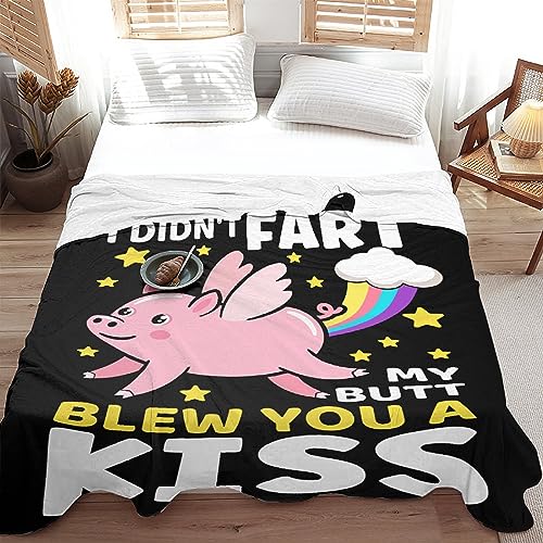Funny Pig Blanket Twin Size 60x80 Inches Soft Flannel Throw for Kids Adults Gift