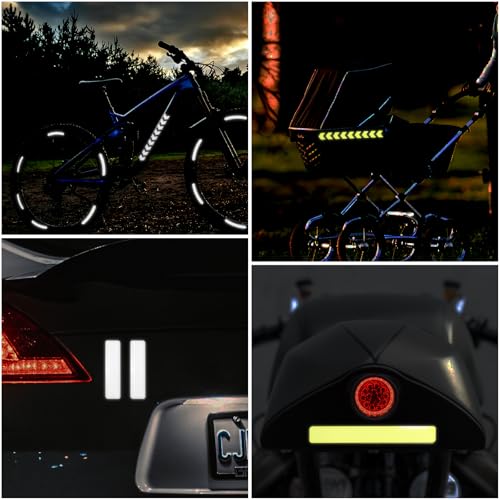 80pcs Reflective Stickers Set, Multi Shapes Bicycle Reflective Decals, Waterproof Outdoor Safety Warning Reflective Stickers for Night Visibility£¨2 Colors£©