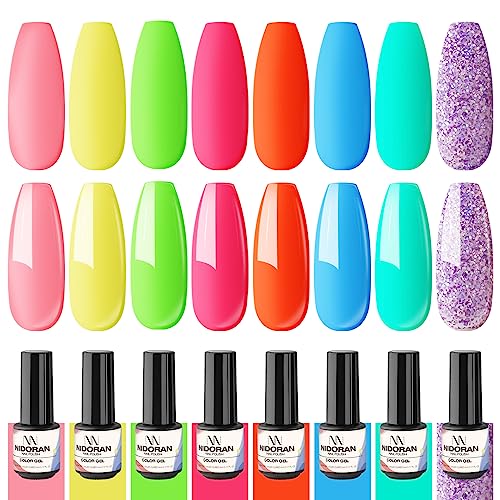 Nitakou Neon Gel Nail Polish Set 8 Colors Soak Off Kit