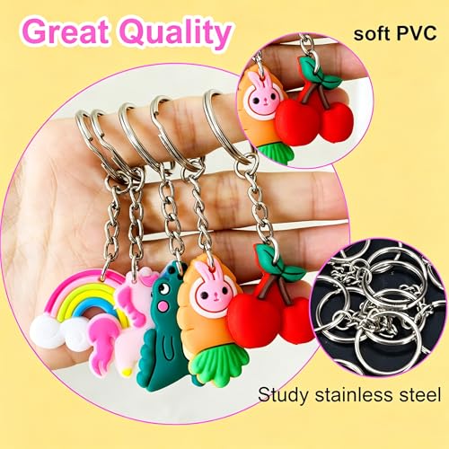 30pcs Cute PVC Keychain Bulk Set - Assorted Backpack Charms for Kids