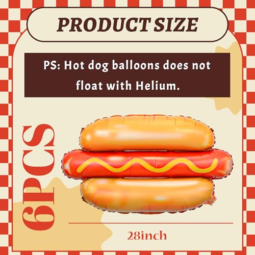 Hot Dog Balloons Set - Fun Foodie Party Decor, A-Orange