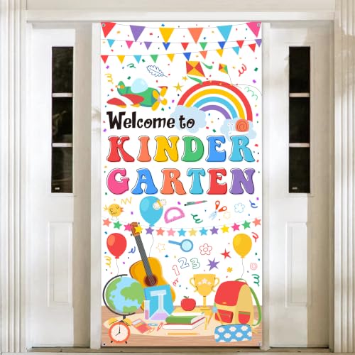 Welcome to Kindergarten Door Banner - White First Day of School Decoration