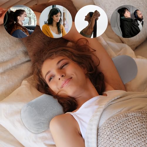 Prasacco 2 Pack Grey Neck Roll Pillowcases, 17x4 Inch with Zipper