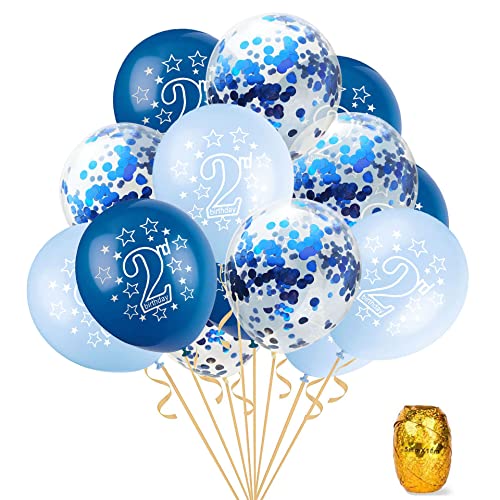 2nd Birthday Balloons Pack - 15 Latex Balloons with Confetti