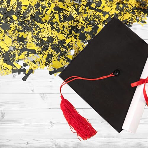 Graduation Confetti Decorations - 2500pcs Black Gold Glitter 2026