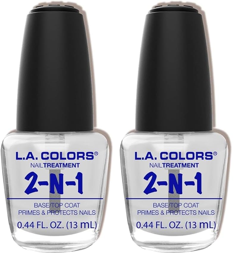 L.A. Colors 2-in-1 Nail Base and Top Coat Treatment Pack of 2