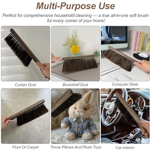 Handheld Wood Dusting Brush with Soft Bristles for Cleaning