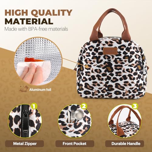 EASYFUN Insulated Lunch Bag - Large Leakproof Cooler Tote, Panther Brown