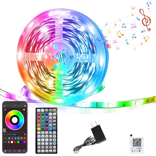 50FT RGB LED Strip Lights for Bedroom with Remote & App Control Music Sync